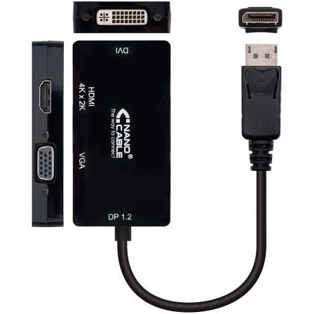 Cable Conversor Nanocable 10.16.3301 - BK/ Displayport Macho - VGA Hembra/ DVI Hembra/ HDMI Hembra - Tiensol