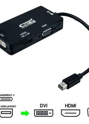 Cable Conversor Nanocable 10.16.3302 - BK/ Mini Displayport Macho - VGA Hembra/ HDMI Hembra/ DVI Hembra - Tiensol