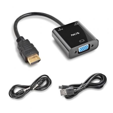 Cable Conversor NGS Chamaleon/ HDMI Macho - VGA Hembra/ 15cm/ Incluye Cable de Audio y Alimentación USB - Tiensol