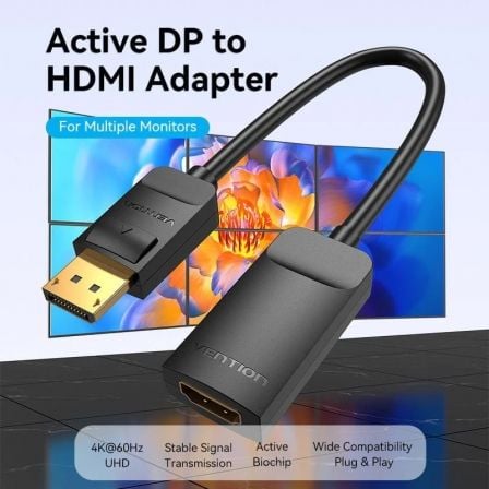 Cable Conversor Vention HBZBB/ DisplayPort Macho - HDMI 4K Hembra/ 15cm/ Negro - Tiensol