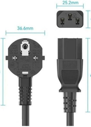 Cable de Alimentación Vention ZCJBAC/ IEC C13 Hembra - CEE7 Macho/ 1.8m/ Negro - Tiensol