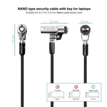 Cable de Seguridad Tipo NANO para Portátiles TooQ TQCLKC0045 - G/ 1.5m - Tiensol