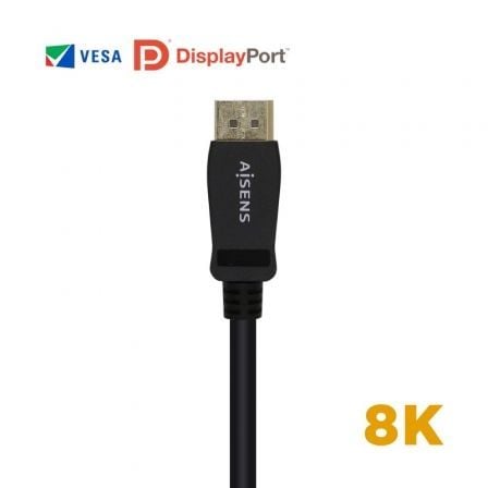 Cable DisplayPort 1.4 8K Aisens A149 - 0430/ DisplayPort Macho - DisplayPort Macho/ 50cm/ Certificado/ Negro - Tiensol