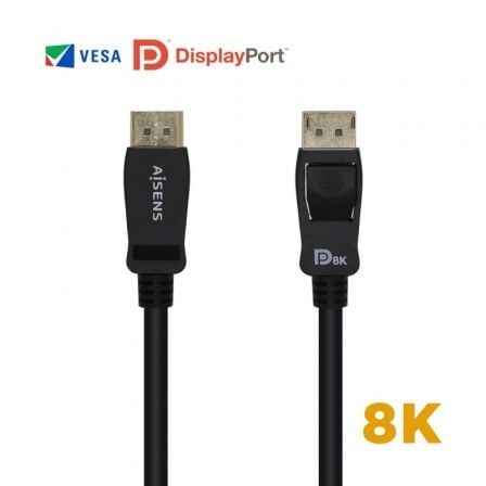 Cable DisplayPort 1.4 8K Aisens A149 - 0430/ DisplayPort Macho - DisplayPort Macho/ 50cm/ Certificado/ Negro - Tiensol