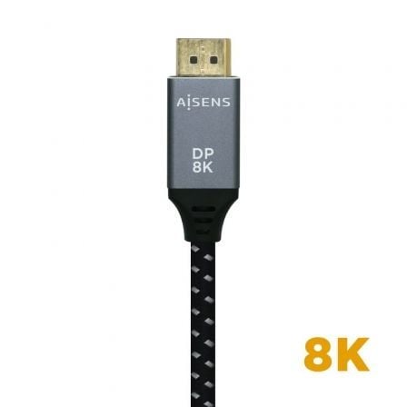 Cable DisplayPort 1.4 8K Aisens A149 - 0434/ DisplayPort Macho - DisplayPort Macho/ 50cm/ Negro Gris - Tiensol