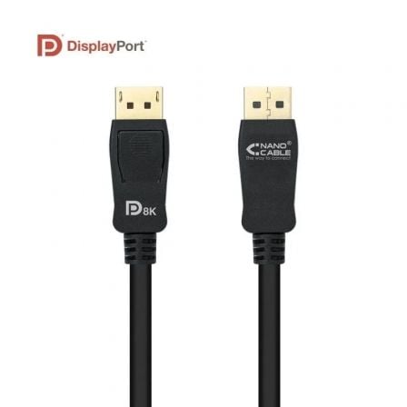 Cable DisplayPort 1.4 8K Nanocable 10.15.2501 - L150/ DisplayPort Macho - DisplayPort Macho/ 1.5m/ Certificado/ Negro - Tiensol