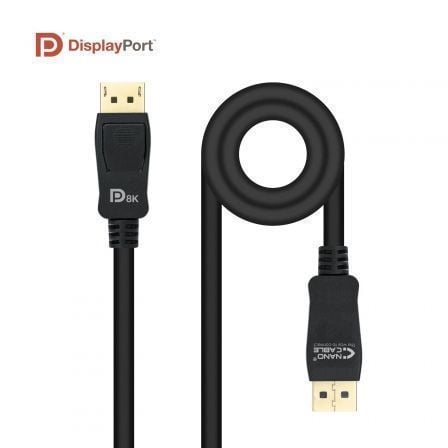 Cable DisplayPort 1.4 8K Nanocable 10.15.2502/ DisplayPort Macho - DisplayPort Macho/ 2m/ Certificado/ Negro - Tiensol