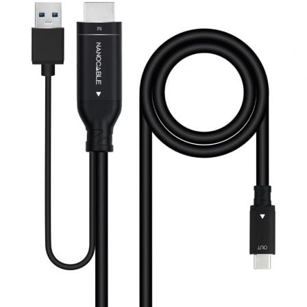 Cable DisplayPort Nanocable 10.15.4354/ DisplayPort Macho - USB Macho/ USB Tipo - C Macho/ 1.8m/ Negro - Tiensol