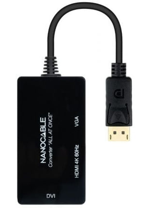 Cable DisplayPort Nanocable 10.16.3301 - ALL/ HDMI Hembra - DVI - D Hembra - VGA Hembra/ 20cm/ Negro - Tiensol