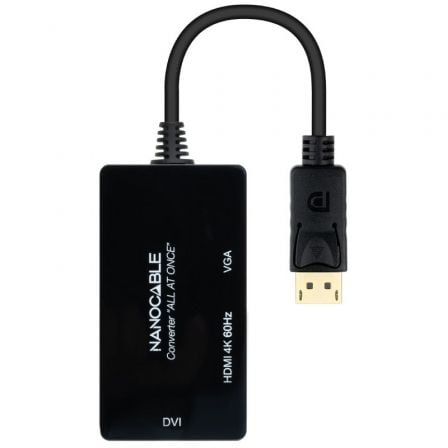 Cable DisplayPort Nanocable 10.16.3301 - ALL/ HDMI Hembra - DVI - D Hembra - VGA Hembra/ 20cm/ Negro - Tiensol