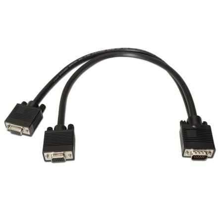 Cable Duplicador SVGA Aisens A113 - 0081/ VGA Macho - 2x VGA Hembra/ Hasta 3W/ 10Mbps/ 45cm/ Negro - Tiensol