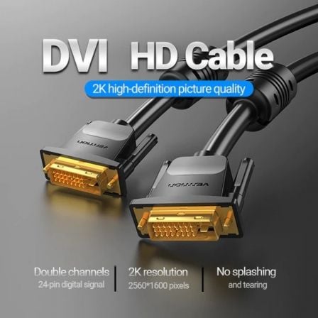 Cable DVI Vention EAABF/ DVI - D Macho - DVI - D Macho/ 1m/ Negro - Tiensol