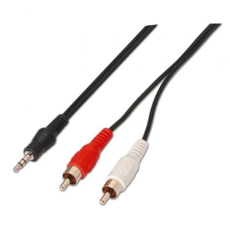 Cable Estéreo Aisens A128 - 0147/ Jack 3.5 Macho - 2x RCA Macho/ Hasta 0.1W/ 1.5m/ Negro - Tiensol