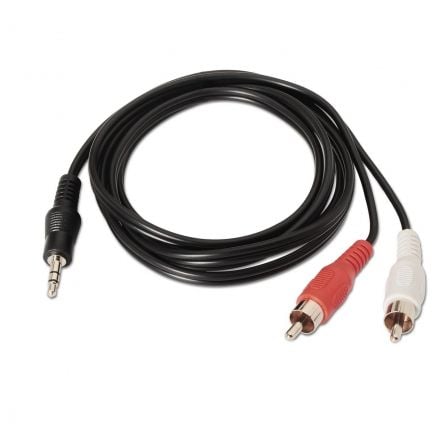 Cable Estéreo Aisens A128 - 0147/ Jack 3.5 Macho - 2x RCA Macho/ Hasta 0.1W/ 1.5m/ Negro - Tiensol