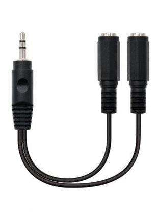 Cable Estéreo Nanocable 10.24.1200/ Jack 3.5 Macho - 2x Jack 3.5 Hembra/ 15cm/ Negro - Tiensol