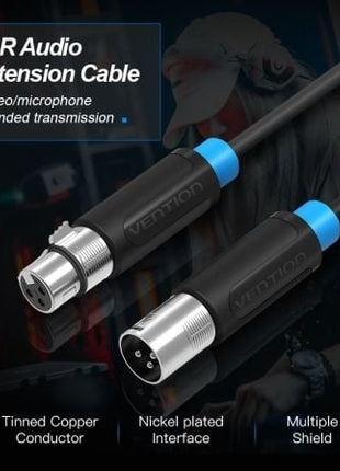 Cable Estéreo Vention BBFBJ/ XLR Macho - XLR Hembra/ 5m/ Negro - Tiensol