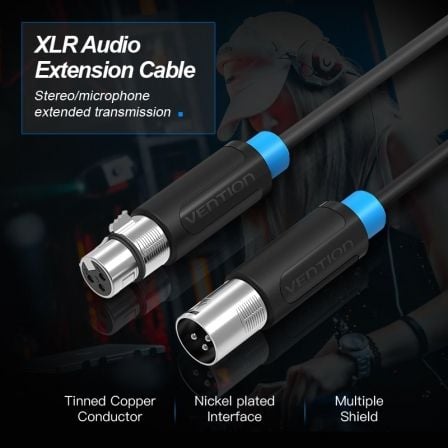 Cable Estéreo Vention BBFBJ/ XLR Macho - XLR Hembra/ 5m/ Negro - Tiensol