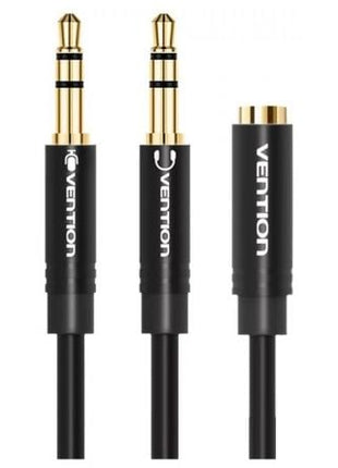 Cable Estéreo Vention BBUBY/ 2x Jack 3.5 Macho - Jack 3.5 Hembra/ 30cm/ Negro - Tiensol