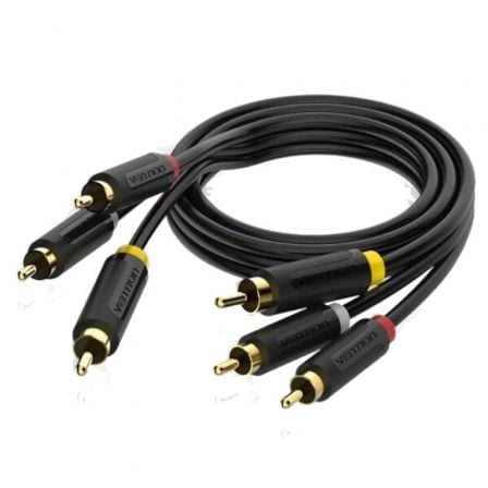 Cable Estéreo Vention BCABH/ 3x RCA Macho - 3x RCA Macho/ 2m/ Negro - Tiensol