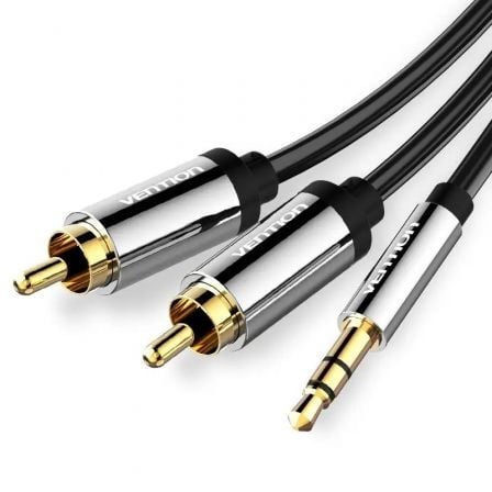 Cable Estéreo Vention BCFBF/ Jack 3.5 Macho - 2x RCA Macho/ 1m/ Negro - Tiensol