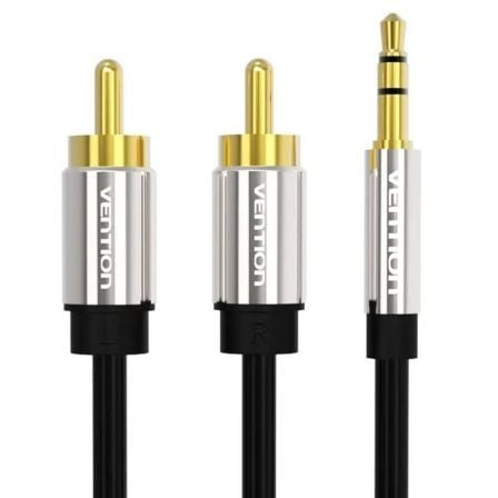 Cable Estéreo Vention BCFBF/ Jack 3.5 Macho - 2x RCA Macho/ 1m/ Negro - Tiensol