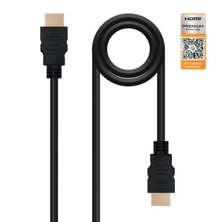 Cable HDMI 2.0 4K Nanocable 10.15.3600/ HDMI Macho - HDMI Macho/ 50cm/ Certificado/ Negro - Tiensol