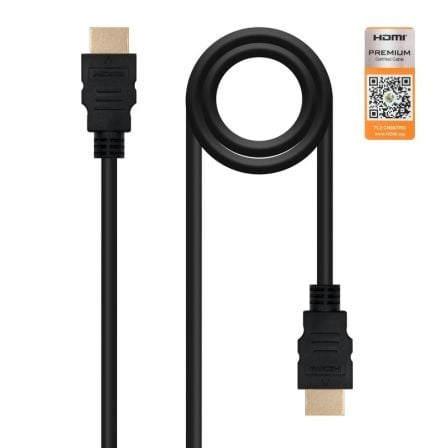 Cable HDMI 2.0 4K Nanocable 10.15.3601/ HDMI Macho - HDMI Macho/ 1m/ Certificado/ Negro - Tiensol