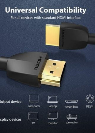 Cable HDMI 2.0 4K Portatil Vention AAIBD/ HDMI Macho - HDMI Macho/ 50cm/ Negro - Tiensol