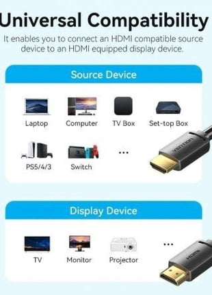 Cable HDMI 2.0 4K Vention ALJBH/ HDMI Macho - HDMI Macho/ 2m/ Negro - Tiensol