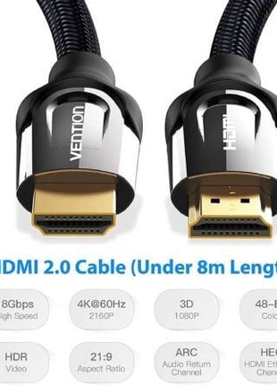 Cable HDMI 2.0 4K Vention VAA - B05 - B075/ HDMI Macho - HDMI Macho/ 75cm/ Negro - Tiensol