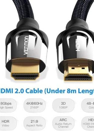 Cable HDMI 2.0 4K Vention VAA - B05 - B100/ HDMI Macho - HDMI Macho/ 1m/ Negro - Tiensol