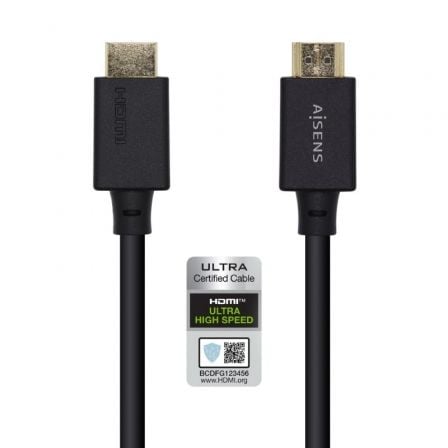 Cable HDMI 2.1 8K Aisens A150 - 0420/ HDMI Macho - HDMI Macho/ 50cm/ Certificado/ Negro - Tiensol