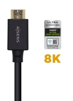 Cable HDMI 2.1 8K Aisens A150 - 0420/ HDMI Macho - HDMI Macho/ 50cm/ Certificado/ Negro - Tiensol