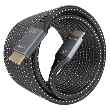 Cable HDMI 2.1 8K Aisens A150 - 0878/ HDMI Macho - HDMI Macho/ 10m/ Gris y Negro - Tiensol