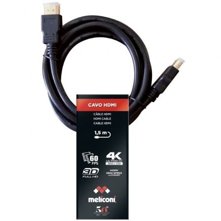 Cable HDMI 4K Meliconi 497002/ HDMI Macho - HDMI Macho/ 1.5m/ Negro - Tiensol