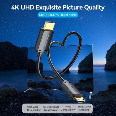 Cable HDMI 4K Vention AGHBF/ HDMI Macho - Mini HDMI Macho/ 1m/ Negro - Tiensol