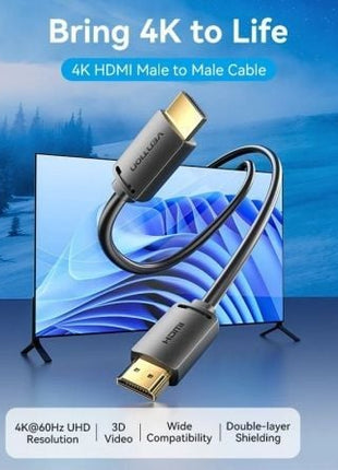 Cable HDMI Vention ALJBG HDMI Macho - HDMI 4K Macho/ 1.5m/ Negro - Tiensol