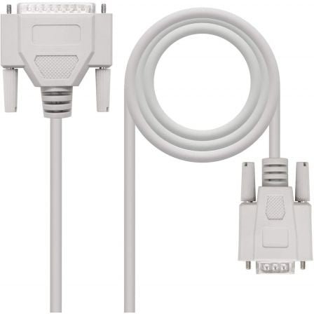 Cable Serie NULL Modem Nanocable 10.14.0802/ DB9 Hembra - DB25 Macho/ 1.8m/ Beige - Tiensol