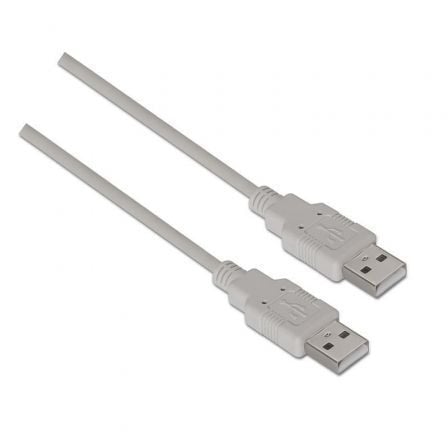 Cable USB 2.0 Aisens A101 - 0022/ USB Macho - USB Macho/ Hasta 2.5W/ 60Mbps/ 2m/ Beige - Tiensol