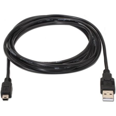 Cable USB 2.0 Aisens A101 - 0023/ USB Macho - USB Mini Macho/ Hasta 2.5W/ 60Mbps/ 50cm/ Negro - Tiensol