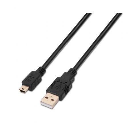 Cable USB 2.0 Aisens A101 - 0023/ USB Macho - USB Mini Macho/ Hasta 2.5W/ 60Mbps/ 50cm/ Negro - Tiensol