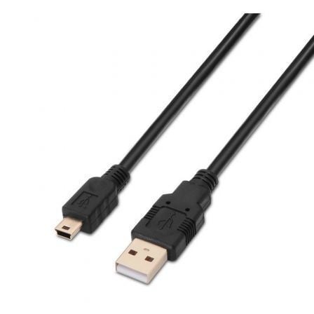 Cable USB 2.0 Aisens A101 - 0024/ USB Macho - MiniUSB Macho/ Hasta 2.5W/ 60Mbps/ 1m/ Negro - Tiensol