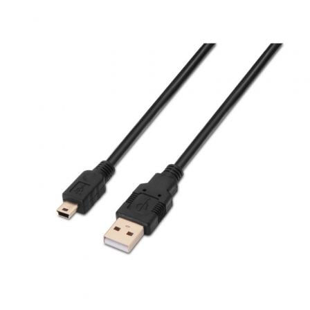 Cable USB 2.0 Aisens A101 - 0025/ USB Macho - USB Mini/ Hasta 2.5W/ 60Mbps/ 1.8m/ Negro - Tiensol