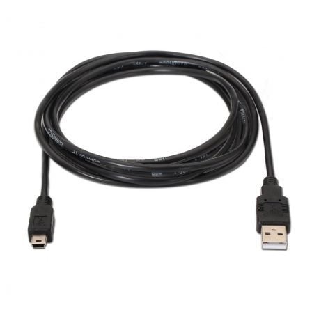 Cable USB 2.0 Aisens A101 - 0025/ USB Macho - USB Mini/ Hasta 2.5W/ 60Mbps/ 1.8m/ Negro - Tiensol