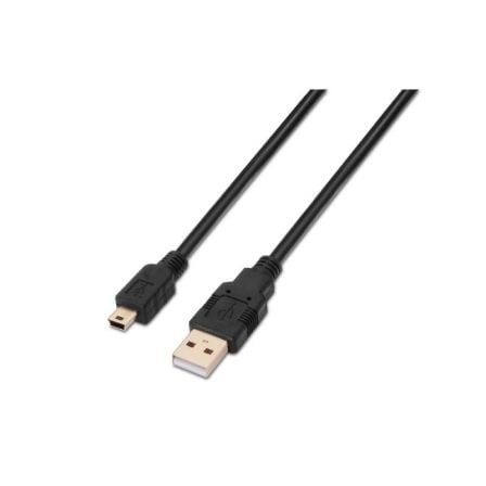 Cable USB 2.0 Aisens A101 - 0026/ USB Macho - MiniUSB Macho/ Hasta 2.5W/ 60Mbps/ 3m/ Negro - Tiensol