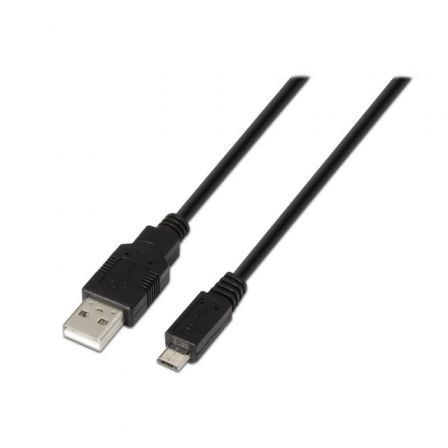 Cable USB 2.0 Aisens A101 - 0028/ USB Macho - MicroUSB Macho/ Hasta 2.5W/ 60Mbps/ 1.8m/ Negro - Tiensol