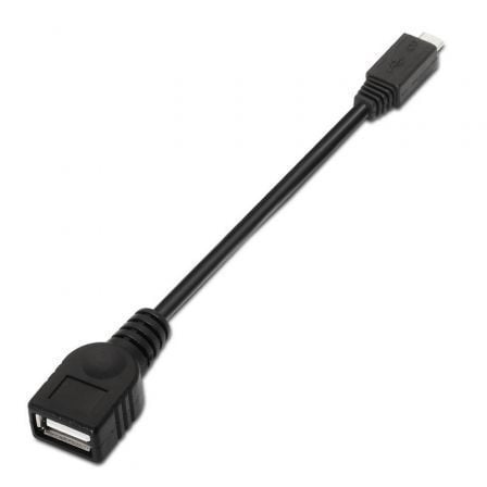 Cable USB 2.0 Aisens A101 - 0031/ MicroUSB Macho - USB Hembra/ Hasta 2.5W/ 60Mbps/ 15cm/ Negro - Tiensol