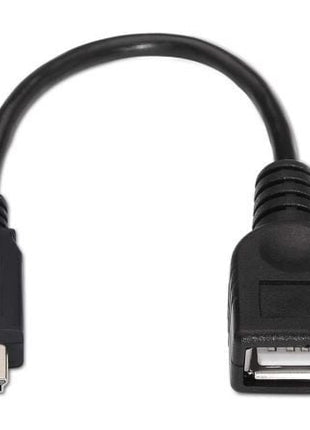 Cable USB 2.0 Aisens A101 - 0033/ MiniUSB Macho - USB Hembra/ Hasta 2.5W/ 60Mbps/ 15cm/ Negro - Tiensol