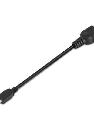 Cable USB 2.0 Aisens A101 - 0033/ MiniUSB Macho - USB Hembra/ Hasta 2.5W/ 60Mbps/ 15cm/ Negro - Tiensol