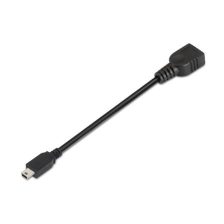 Cable USB 2.0 Aisens A101 - 0033/ MiniUSB Macho - USB Hembra/ Hasta 2.5W/ 60Mbps/ 15cm/ Negro - Tiensol